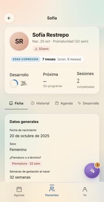 Vera: expediente del bebé